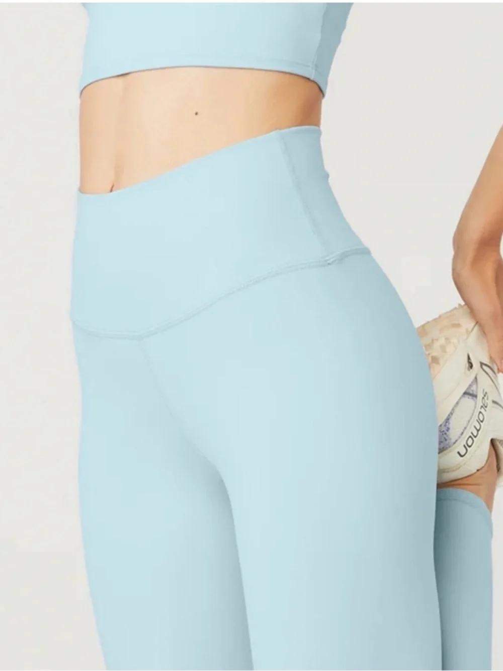 ALO Yoga Airlift Leggings 7/8 Women Sz S high-Waist Chalk Blue